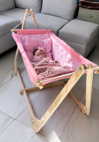 Premium Wooden Baby Cradle with Stand – Comfortable Infant Hammock Swing for Newborns