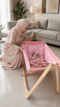 Premium Wooden Baby Cradle with Stand – Comfortable Infant Hammock Swing for Newborns