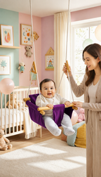 Luxury Baby Indoor Hanging Swing Seat with Wooden Bead Support