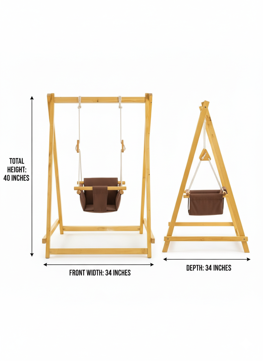 Baby Littlesoul Wooden Baby Play Swing | Fun & Safe Jhoola