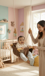 Luxury Baby Indoor Hanging Swing Seat with Wooden Bead Support