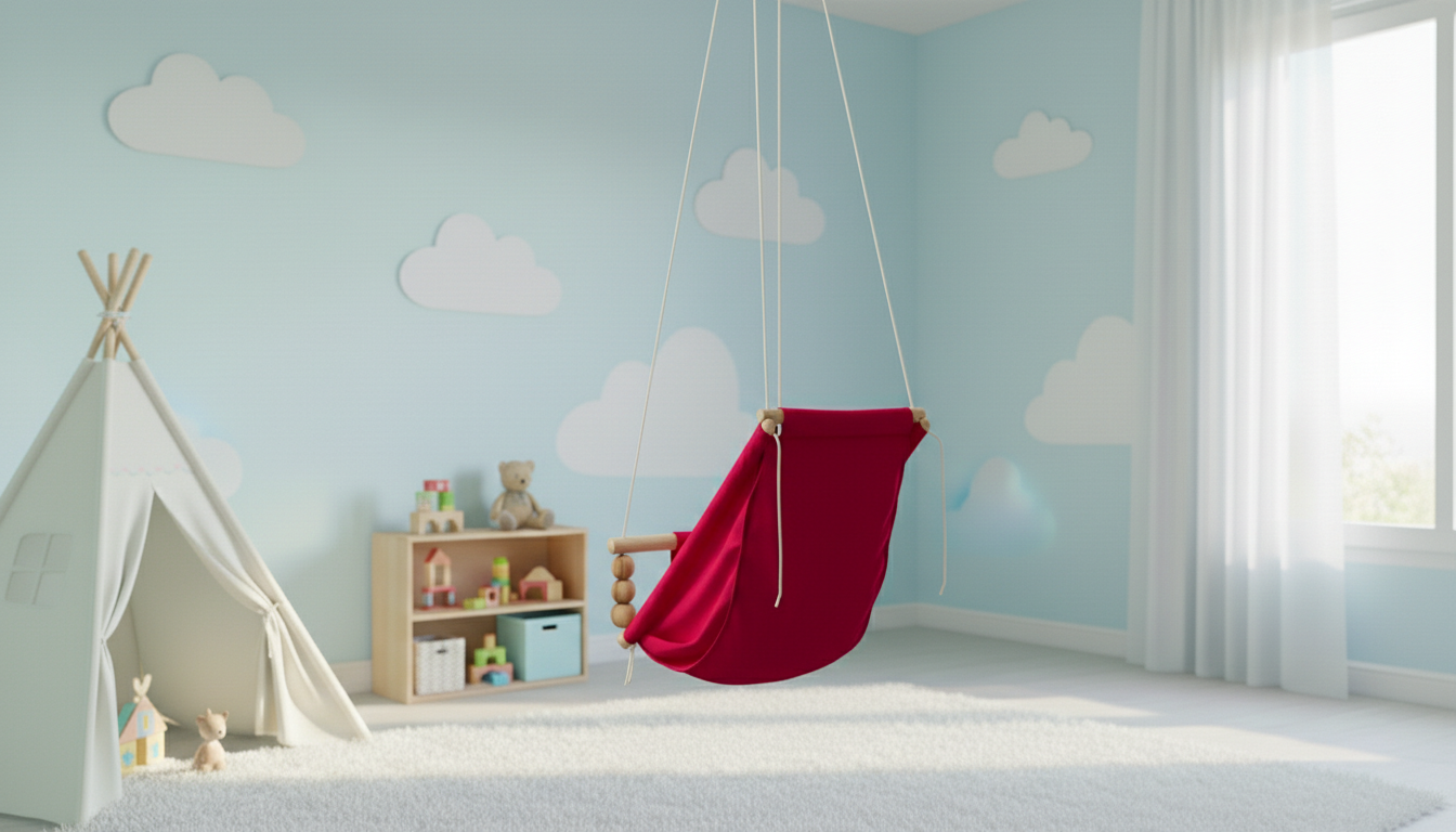 Luxury Baby Indoor Hanging Swing Seat with Wooden Bead Support