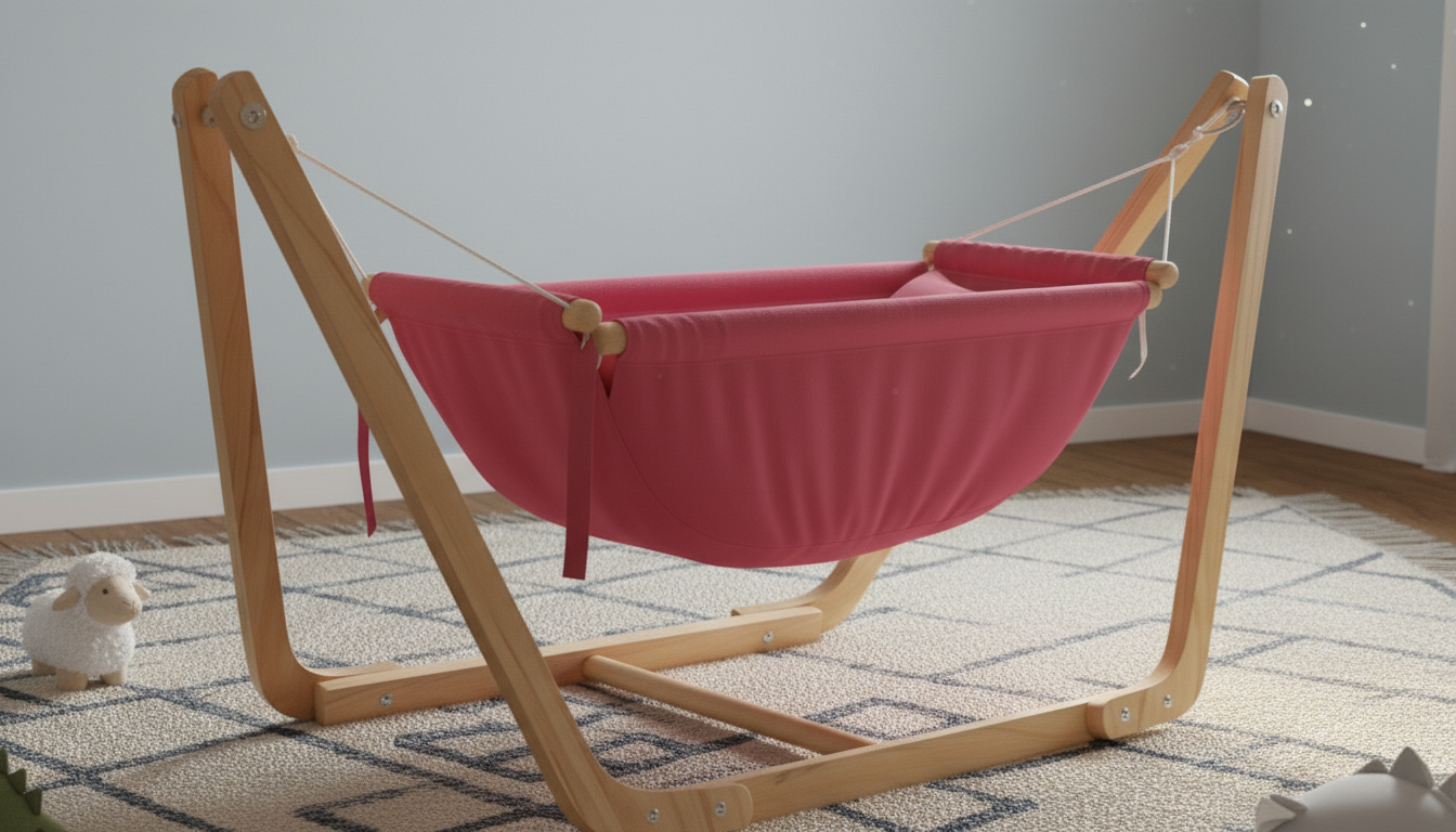 Premium Wooden Baby Cradle with Stand – Comfortable Infant Hammock Swing for Newborns