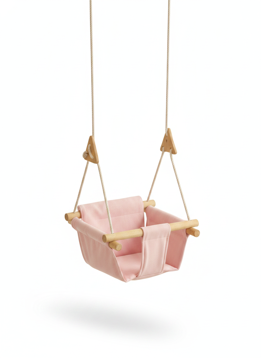 Luxury Baby Indoor Hanging Swing Seat with Wooden Bead Support