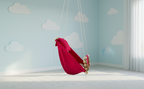 Luxury Baby Indoor Hanging Swing Seat with Wooden Bead Support