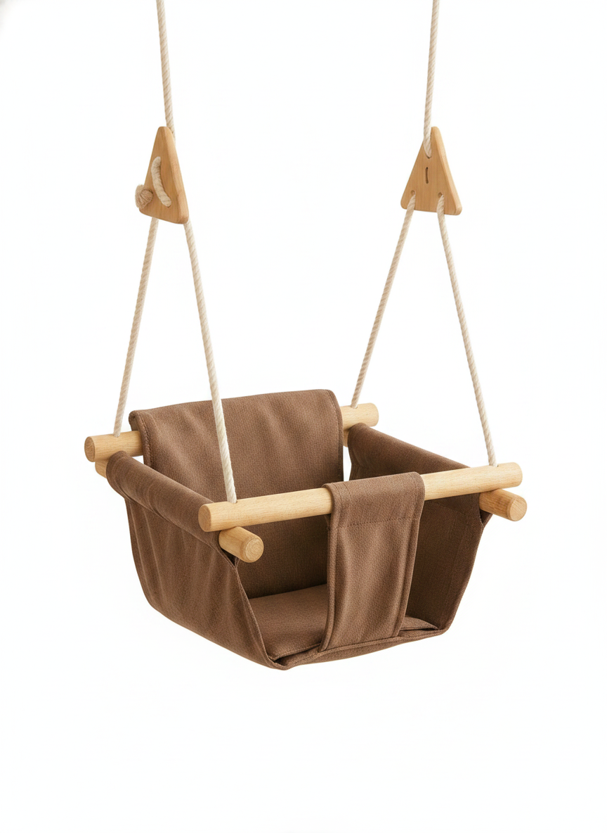 Luxury Baby Indoor Hanging Swing Seat with Wooden Bead Support