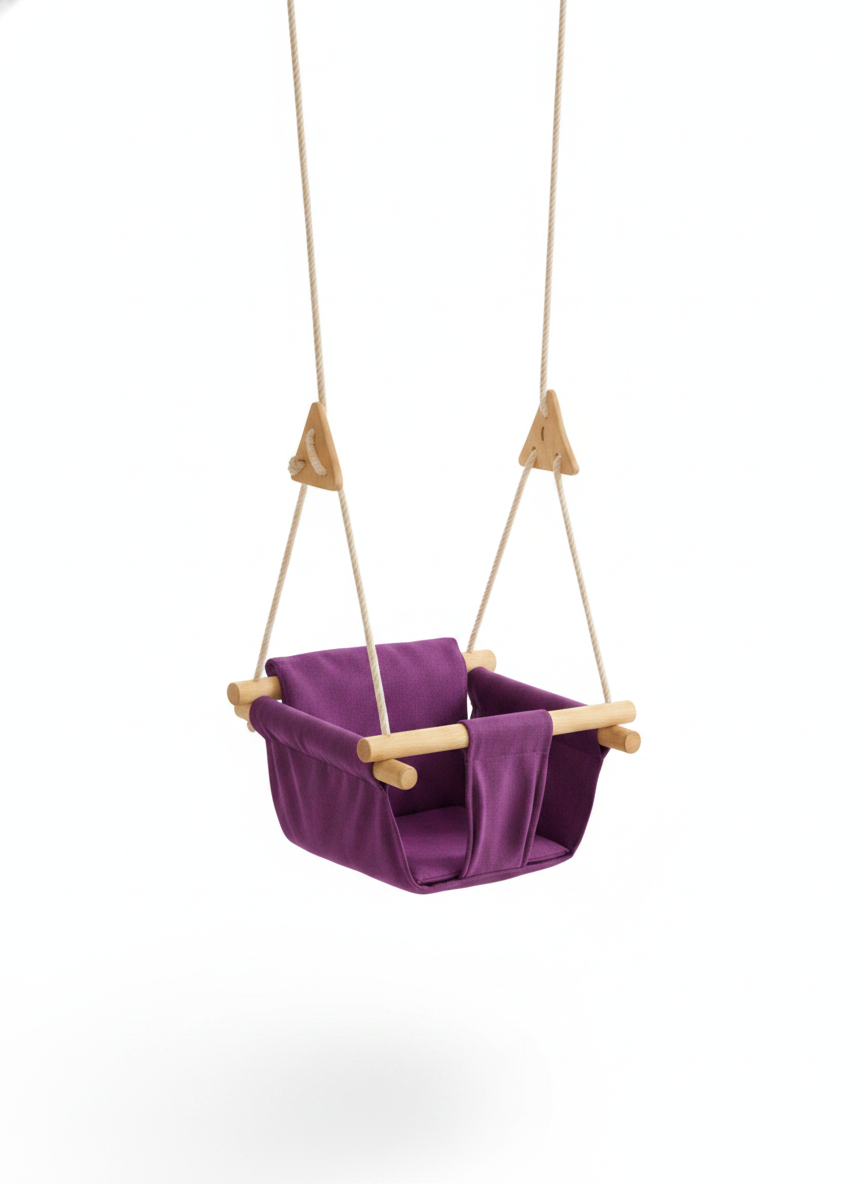 Luxury Baby Indoor Hanging Swing Seat with Wooden Bead Support
