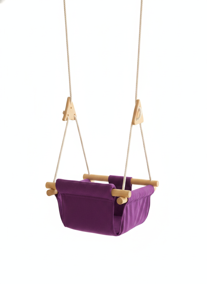 Luxury Baby Indoor Hanging Swing Seat with Wooden Bead Support