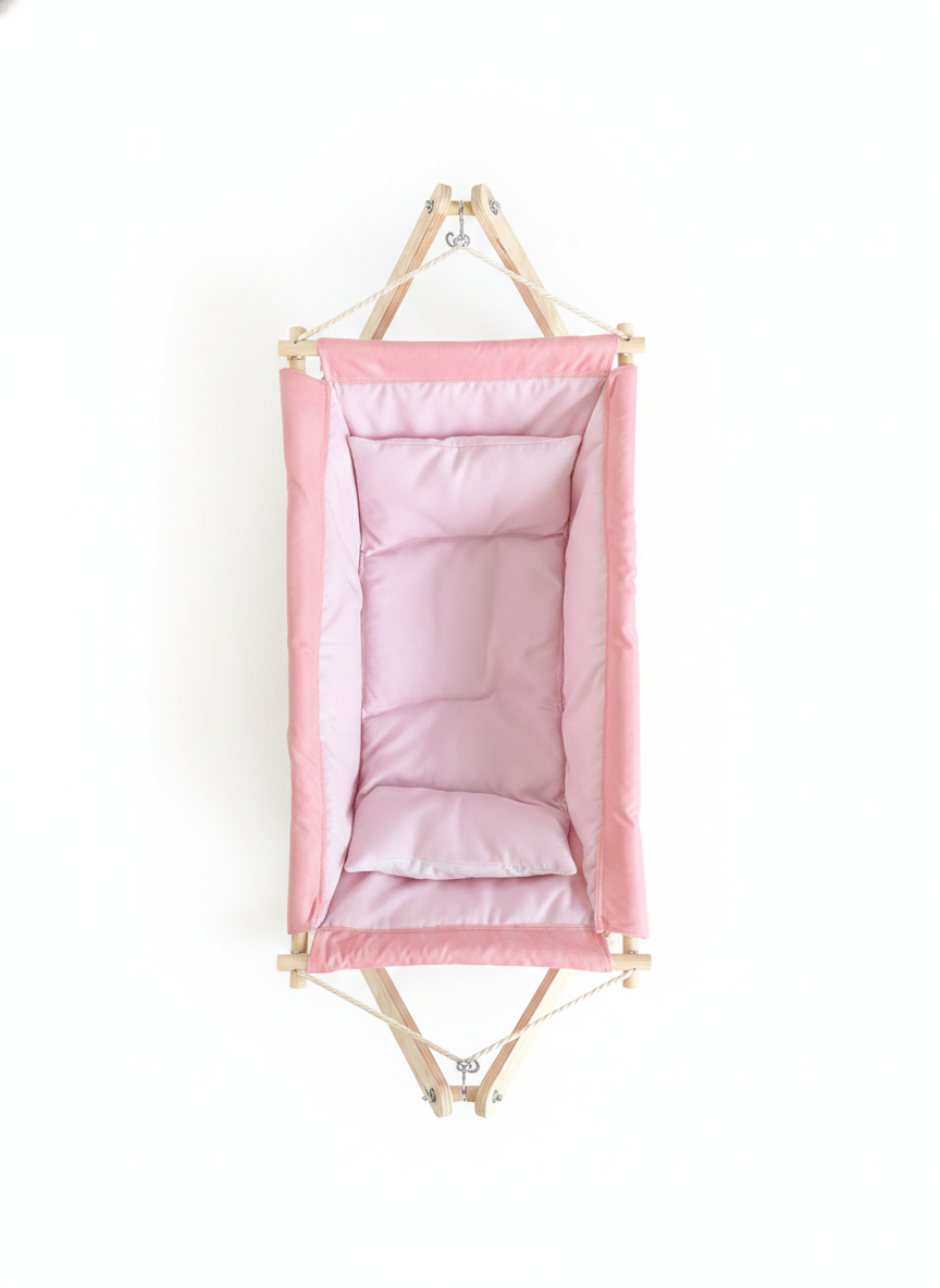 Premium Wooden Baby Cradle with Stand – Comfortable Infant Hammock Swing for Newborns