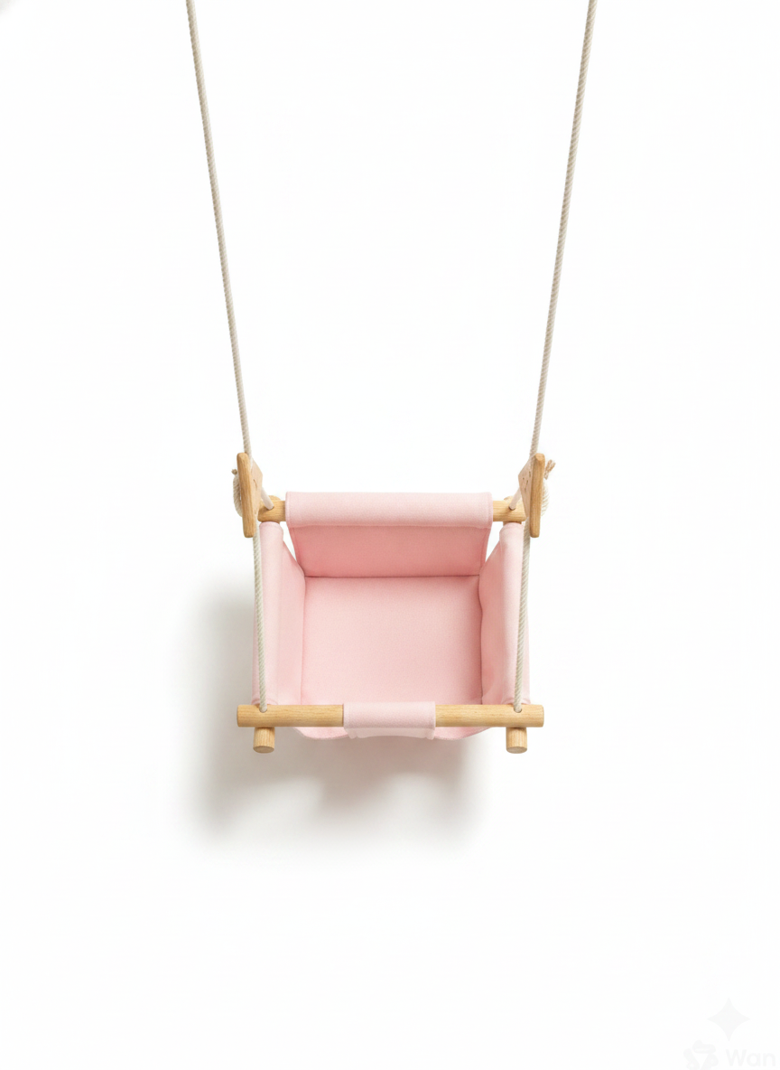 Luxury Baby Indoor Hanging Swing Seat with Wooden Bead Support