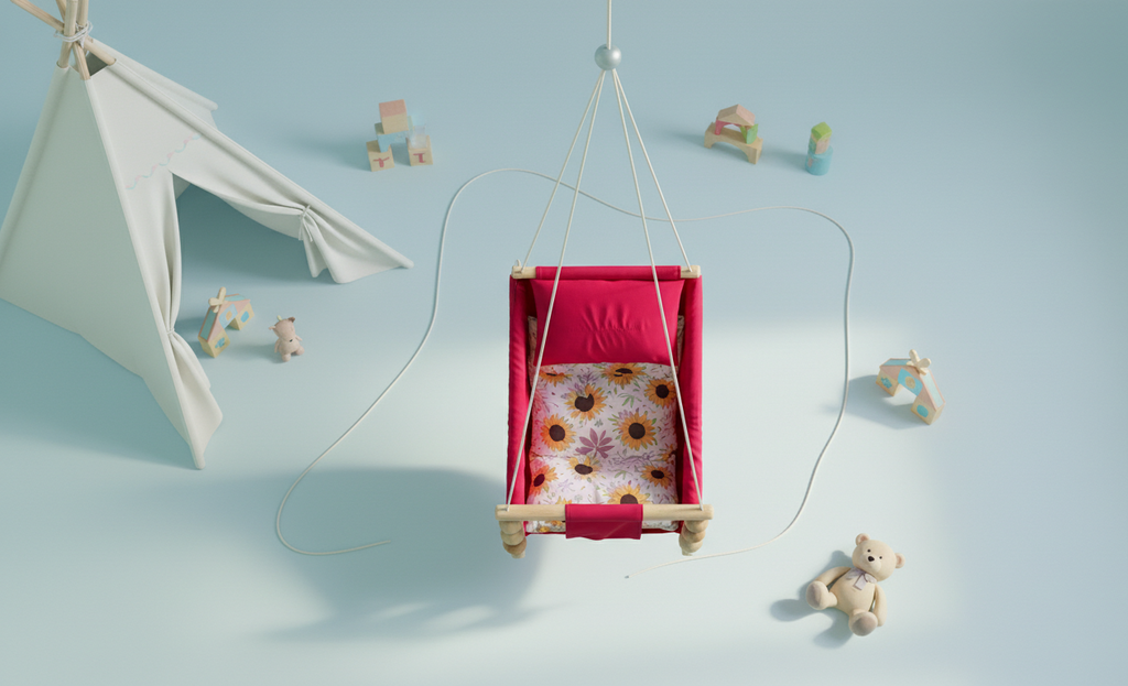 Luxury Baby Indoor Hanging Swing Seat with Wooden Bead Support