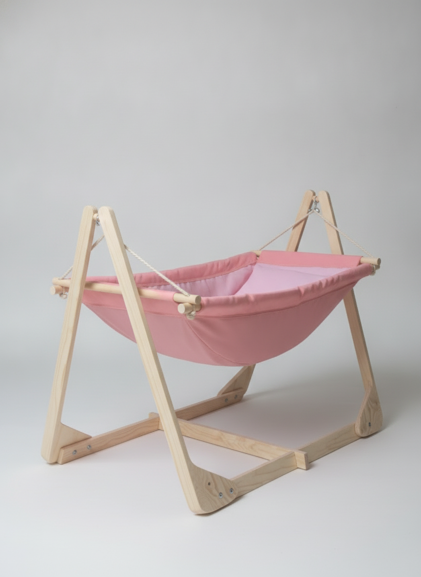 Premium Wooden Baby Cradle with Stand – Comfortable Infant Hammock Swing for Newborns