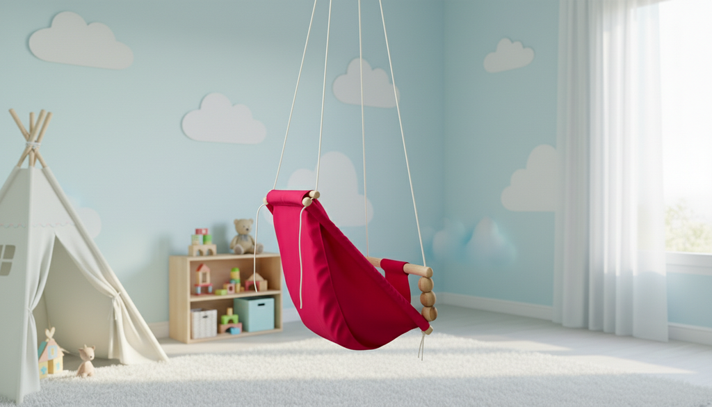 Luxury Baby Indoor Hanging Swing Seat with Wooden Bead Support