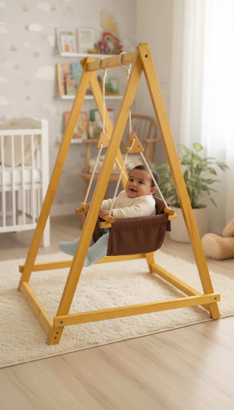 Baby Littlesoul Wooden Baby Play Swing | Fun & Safe Jhoola