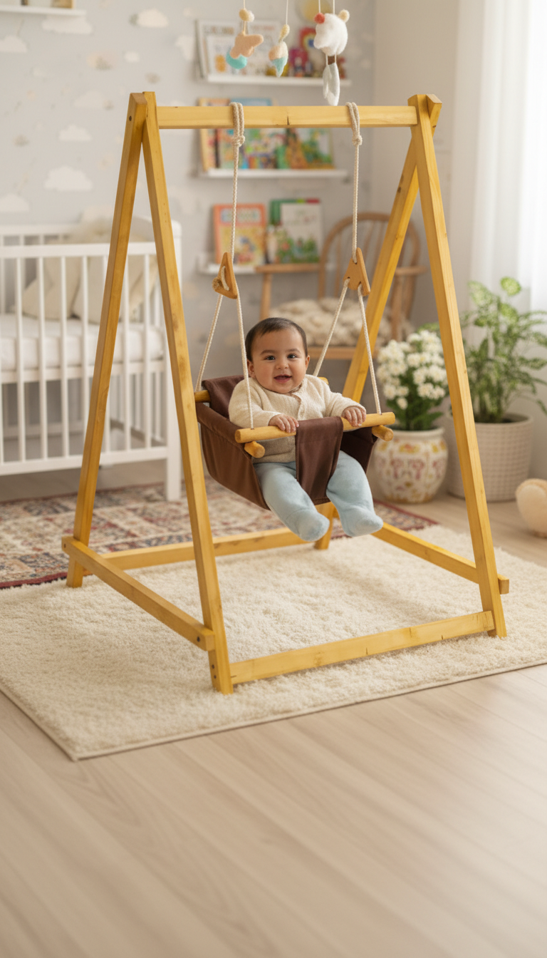 Baby Littlesoul Wooden Baby Play Swing | Fun & Safe Jhoola